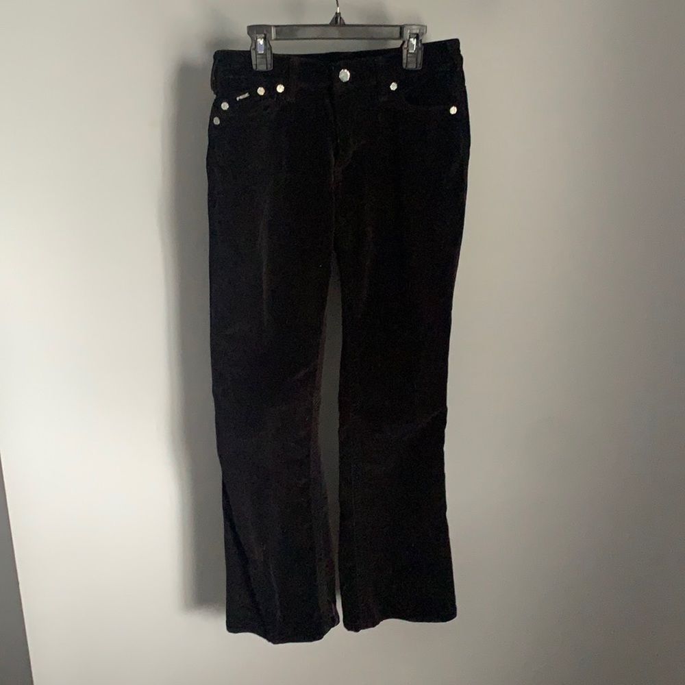 Pure Color Black Velvet Flared Pants